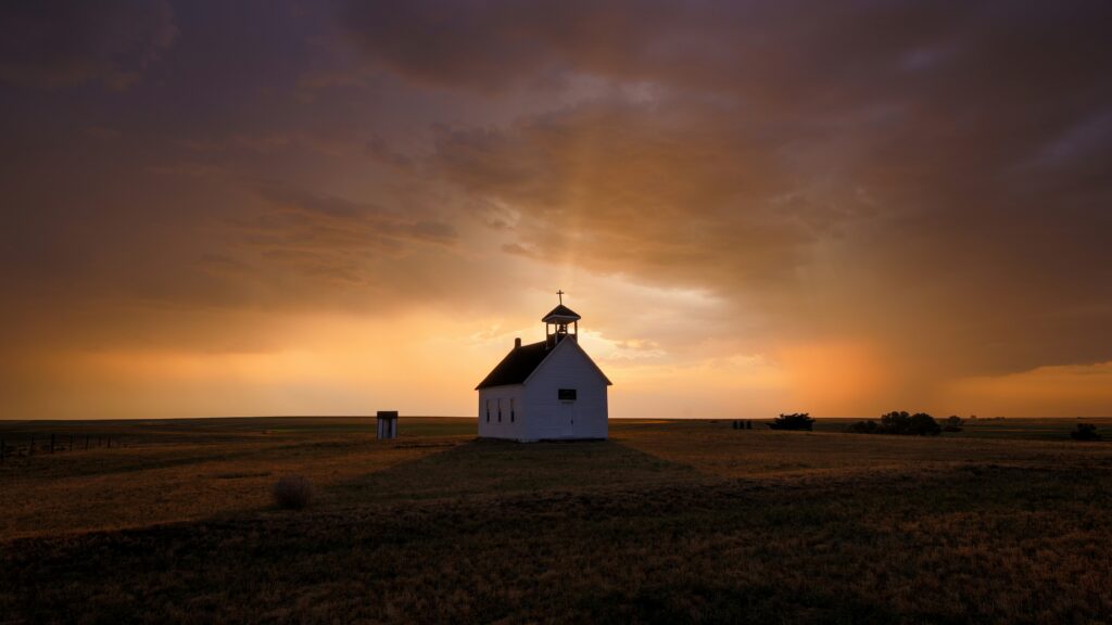 A church at sunset