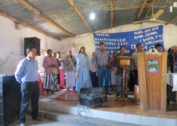 Toba Qom people worship and celebrate the 45th anniversary of the first Toba Qom church in Castelli. This congregation is part of the Iglesia Evangélica Unida