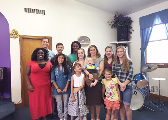 Walnut Hill Mennonite Church's youth group visited New Foundation United in Christ Church before traveling to the Mennonite Church USA convention From left: Tiera Taylor; Jason Harrison; Nathanael Eby; Alicia Thomas; Ian Bomberger; Katja Norton; Mari