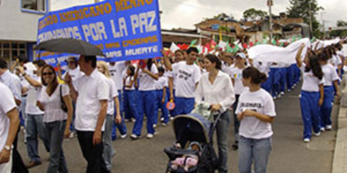 Members of the Radical Journey team in Colombia participated in an international march to protest the actions of the FARC and to