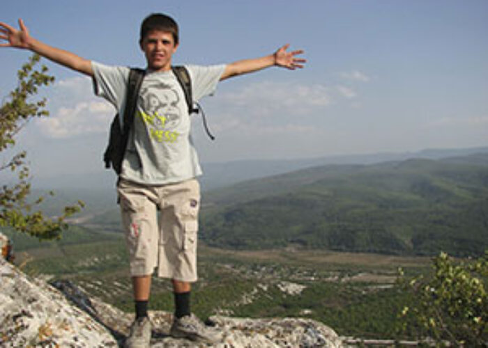 Sergei on a mountain-top experience