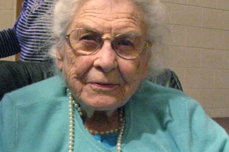 Irene Weaver at her centennial birthday celebration. Photo by Angela Rempel. Download full-resolution image.