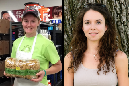 ​Bethany Masters and Helen Tiefenbach are 2019-2020 participants with Service Adventure. Photos by Susan Nisly (left) and Ralph Lind (right).