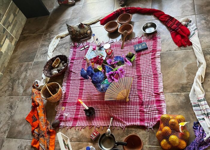 ​A centerpiece created by women attending the women's conference. Each item was placed by the women present