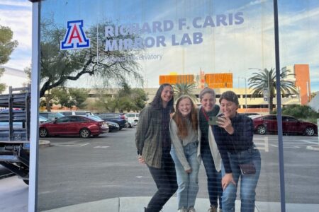 ​The MVS Tucson unit outside the University of Arizona's Mirror Lab (L-R): Cade Fisher