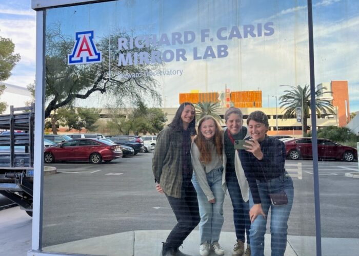 ​The MVS Tucson unit outside the University of Arizona's Mirror Lab (L-R): Cade Fisher