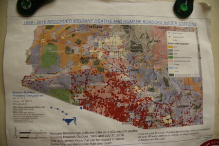 ​Humane Borders publishes a map that tracks the deaths of migrants fleeing beyond the U.S.-Mexico border into the Sonoran Desert where they die from heat