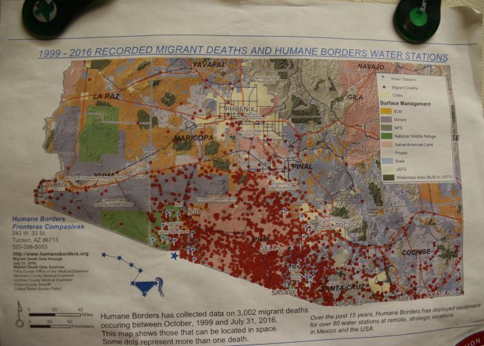 ​Humane Borders publishes a map that tracks the deaths of migrants fleeing beyond the U.S.-Mexico border into the Sonoran Desert where they die from heat