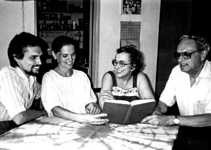 ​Wilma Shank (center) enjoys fellowship with James and Jeanette Krabill