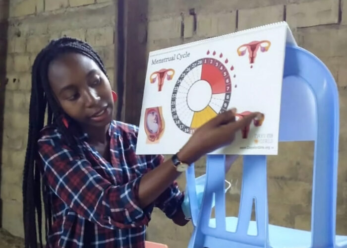 ​Dedrinelle Kiswangi teaches a lesson in the “Days for Girls” program. Photo provided.