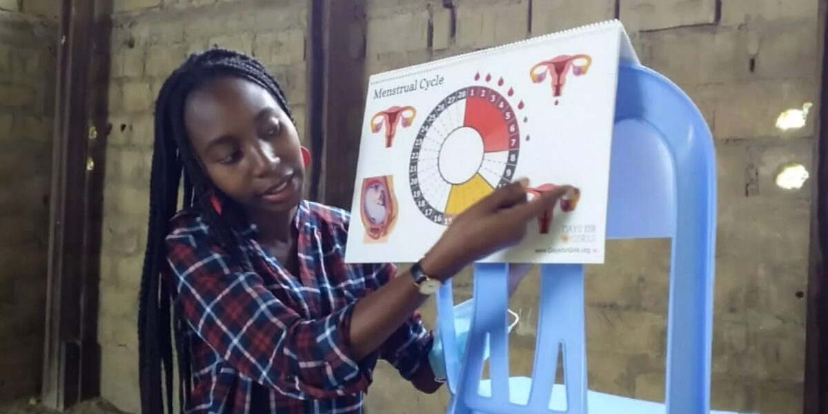 ​Dedrinelle Kiswangi teaches a lesson in the “Days for Girls” program. Photo provided.