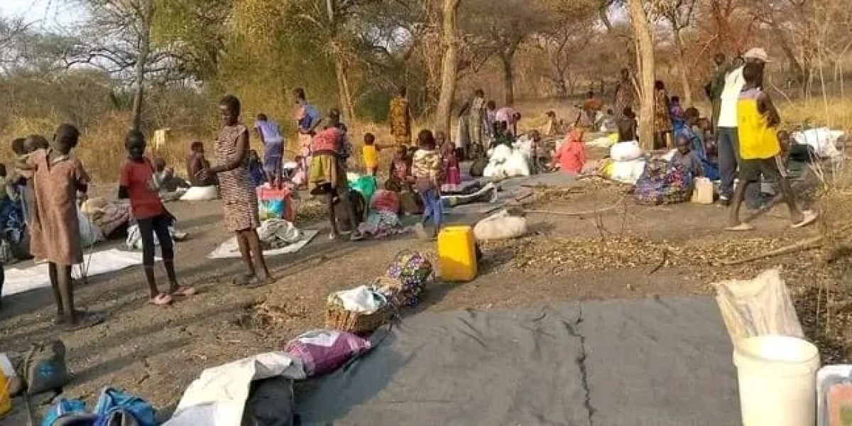 Some of the displaced community members of the South Sudan Mennonite Church. Photo by Pastor Stephen Dhuoney Dang Lual.