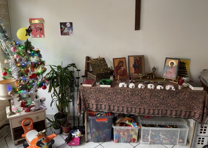 ​The residents of Maria Skobtsova House added a Christmas touch to the alter where they gather for prayer several times daily. Photographer: Joseph Givens.
