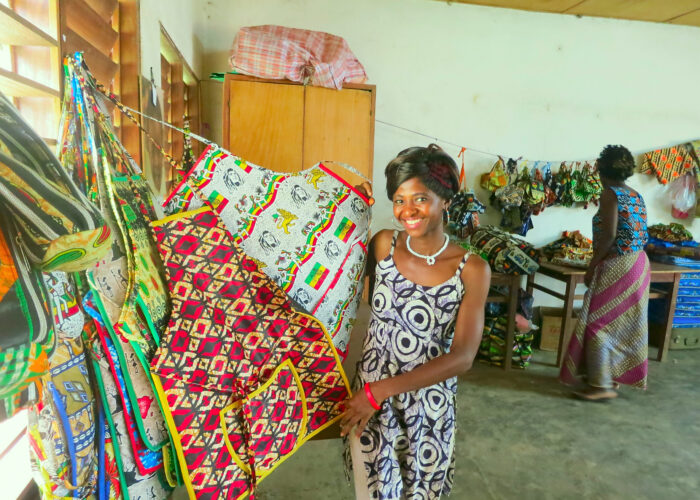 ​Marina Loua grew up at La Casa Grande children's home in Benin where she learned to be a seamstress. She now teaches sewing and helps mentor youth at Jeunes Espoir d'Afrique in Ivory Coast. Photo by Steve Wiebe-Johnson.