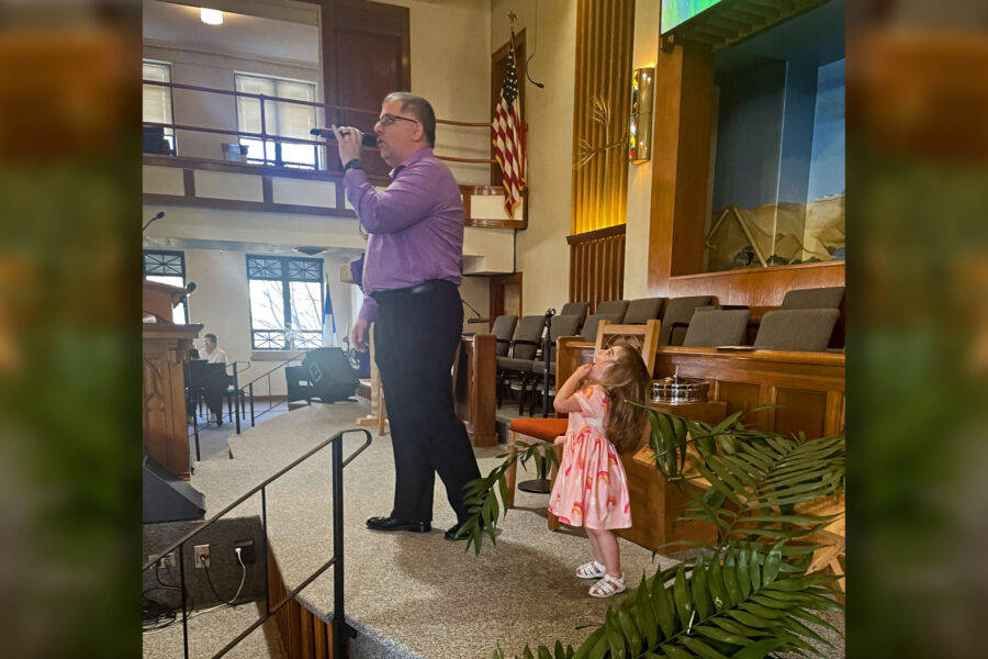 Jason Ault preaches at his home church, First Christian Church of Wellington in Wellington, Kansas. Photo provided.