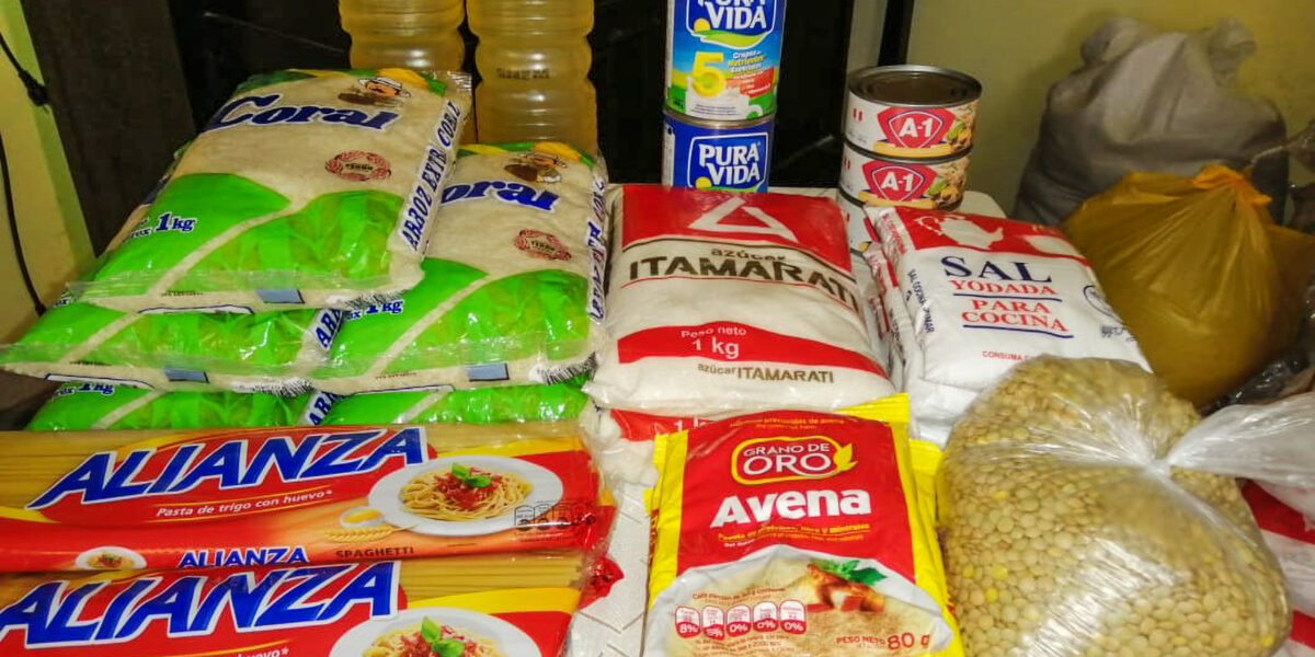 ​This table full of food represents the type of COVID emergency relief provided for people in congregations in Iquitos