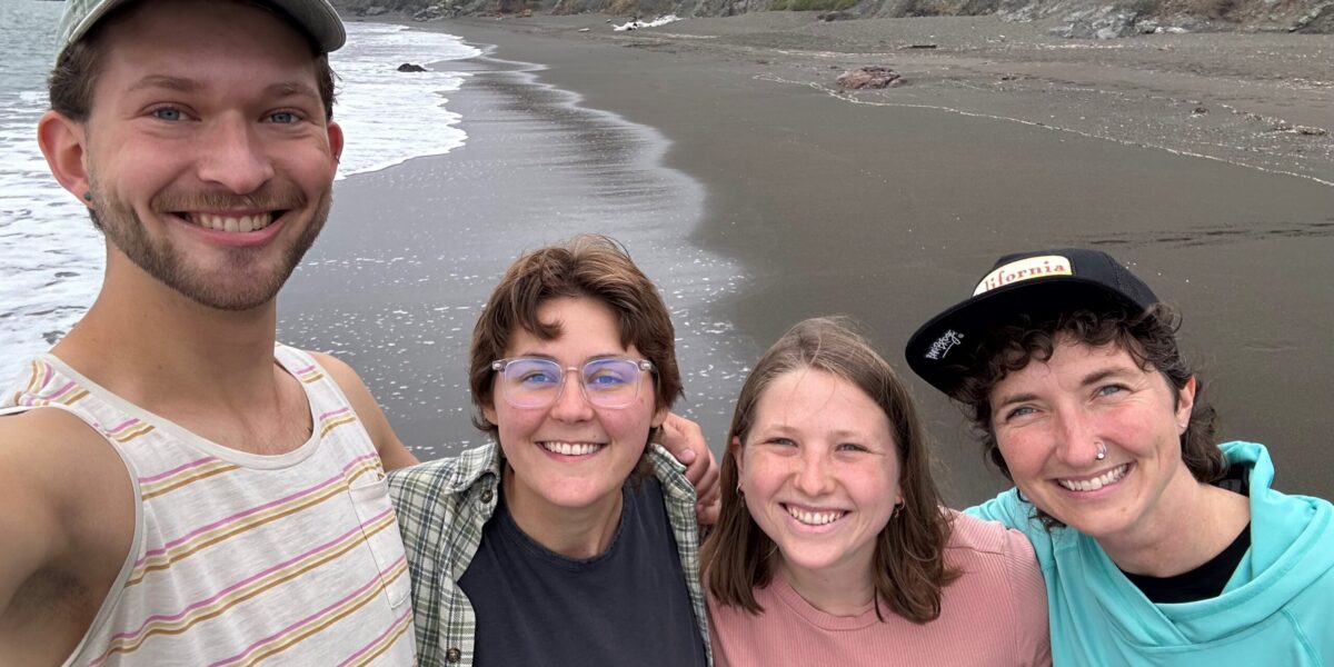 Joanna Lawrence Shenk (far right), with the 2024-25 San Francisco MVS participants: Conrad Liechty, Sav Roth Walter and Ana Esperanza Neufeld Weaver. Photo by Milo Jones.