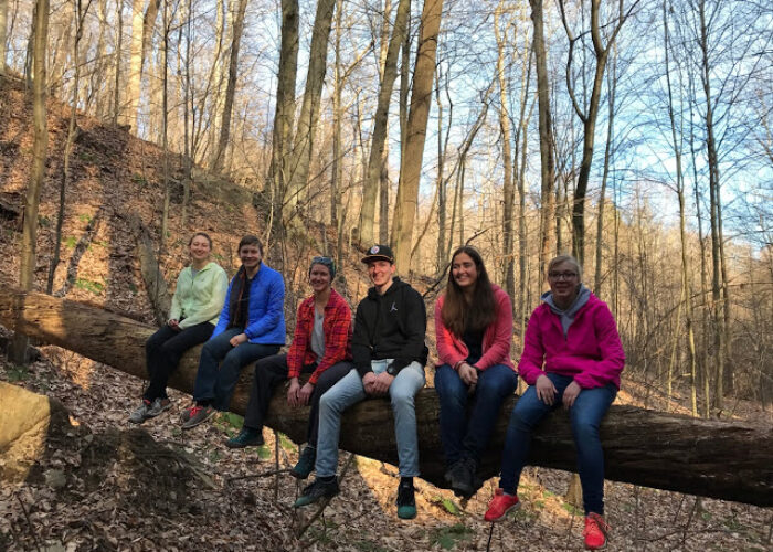 ​Members of the Johnstown Service Adventure unit enjoy a February hike. From left: Krista Rittenhouse