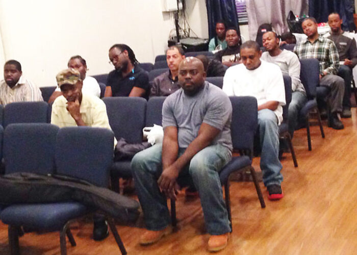 ​​A monthly men's discipleship meeting at Iglesia Menonita Garífuna de Manhattan.