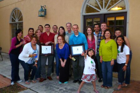 ​The growing RAICES team thanks Peter Claassen (eighth person from the right) for his work and camaraderie