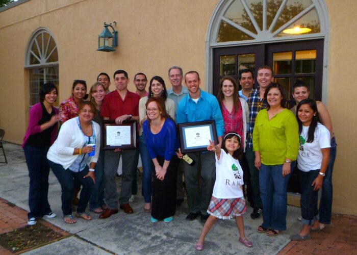 ​The growing RAICES team thanks Peter Claassen (eighth person from the right) for his work and camaraderie