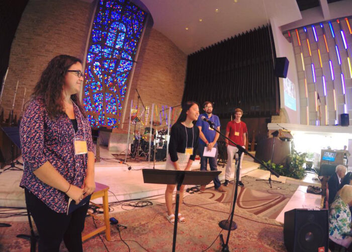 Miami Dwellers share stories about their year of service at Second Presbyterian Church in Ft. Lauderdale. From left to right: Natalie Wolf