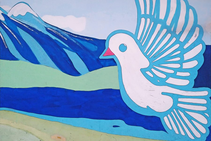 Mural on Quito church wall