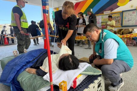 Mennonite Christian Hospital set up a medical station at the church in Matai’an Village to provide care for the disaster-affected residents.