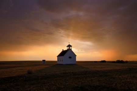 A church at sunset