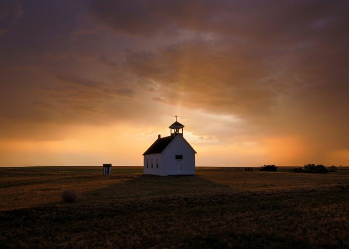 A church at sunset