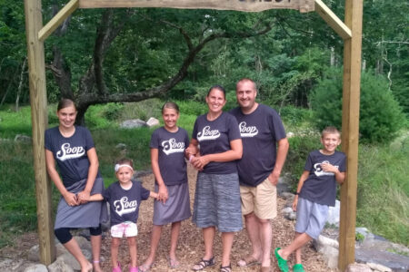 ​The Katrina and Matt Eberly family serve with Service Opportunities with Our Partners (SOOP) this summer at Camp Deerpark in upstate New York in the Catskill Mountains. Photo provided. 