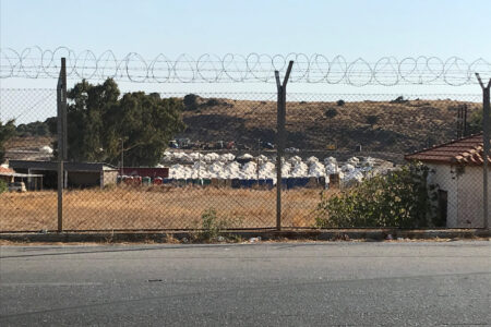 ​One of the migrant/refugee camps on the Greek island of Lesbos. Photographer: Sophie Lapp Jost.