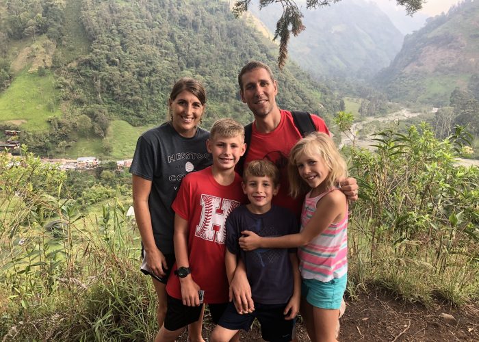 DeeDee and Mark Landes and family hike in Ibagué