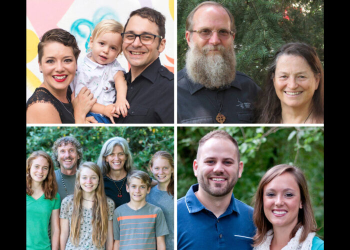 These international Mennonite Mission Network service workers will be at MennoCon 2019. Clockwise from left to right are Alisha and Joshua Garber and their son