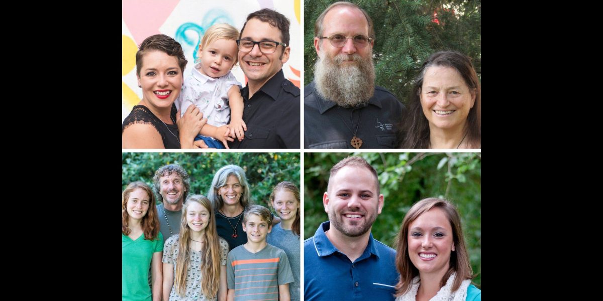 These international Mennonite Mission Network service workers will be at MennoCon 2019. Clockwise from left to right are Alisha and Joshua Garber and their son