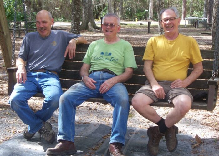 ​SOOPers caught working very hard while on assignment at Lakewood Retreat in Florida. From left to right are Jim Martens from Steinbach