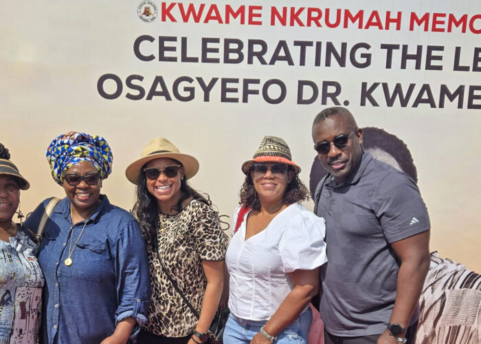 (L-R) Yvonne Maati Platts of Mosaic Conference, Sibonokuhle Ncube of Mennonite Mission Network, Lauren Francisco of C3 Hampton, Janice Bolden of Enon Tabernacle, Philadelphia, and Wil LaVeist of Mennonite Mission Network. (Not pictured is Pastor Felix Rocha of Evangelical Garifuna Church, New Orleans, who joined the delegation the following day).
