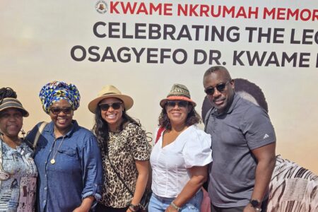 From left: Yvonne Maati Platts of Mosaic Conference, Sibonokuhle Ncube of Mennonite Mission Network, Lauren Francisco of C3 Hampton, Janice Bolden of Enon Tabernacle, Philadelphia, and Wil LaVeist of Mennonite Mission Network. (Not pictured is Pastor Felix Rocha of Evangelical Garifuna Church, New Orleans, who joined the delegation the following day).